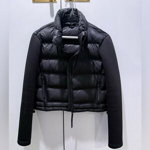 Zara Black Women's Puffer Jacket with Scuba Sleeves